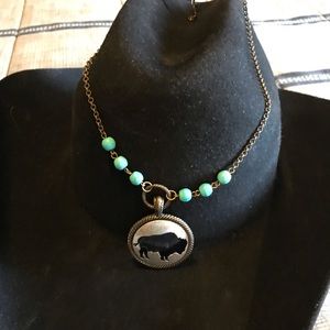 Aztec Native American buffalo necklace